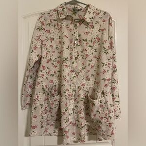 April Cornell Cream and Pink Floral Blouse